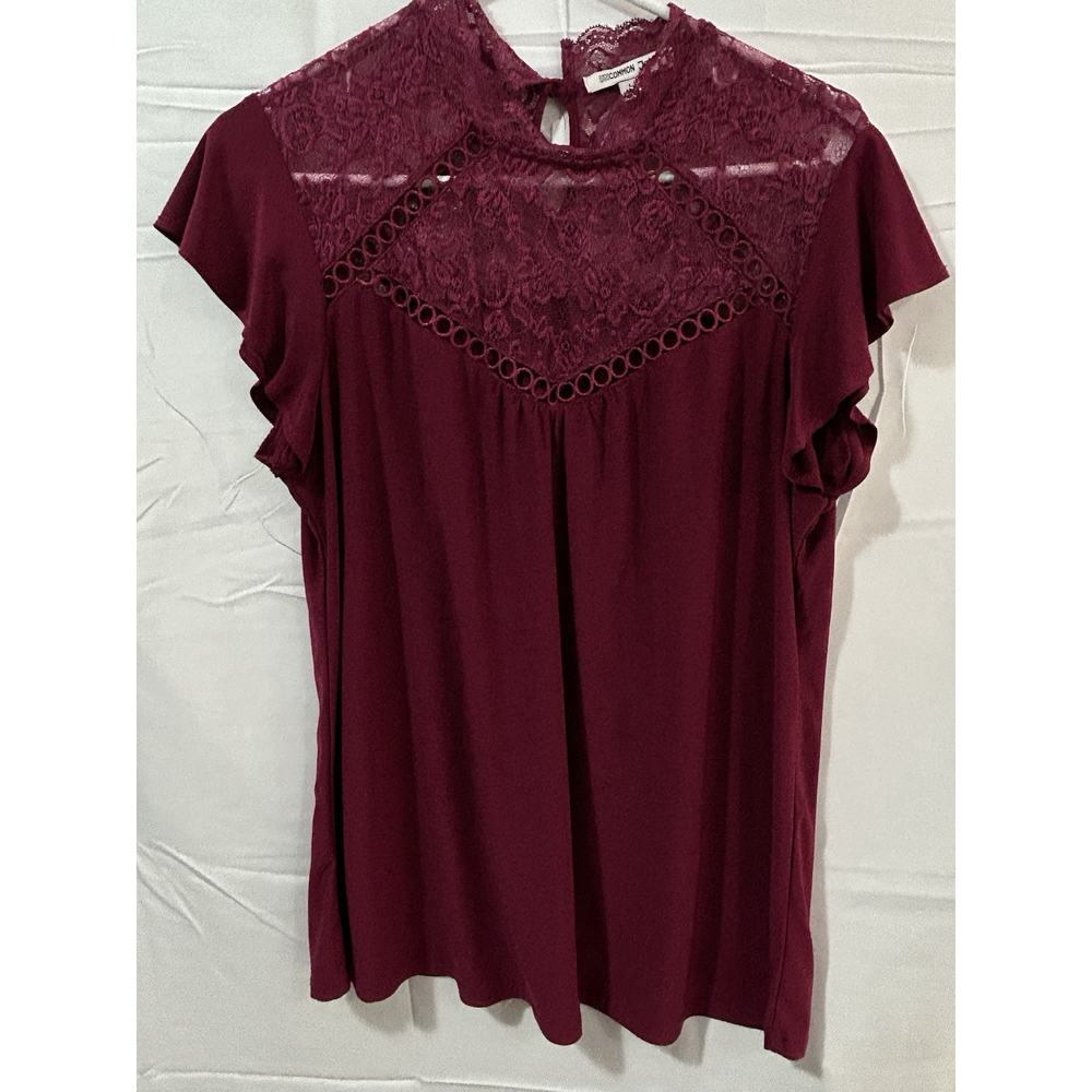 Uncommon Job Blouse Women's Lg Short Sleeve